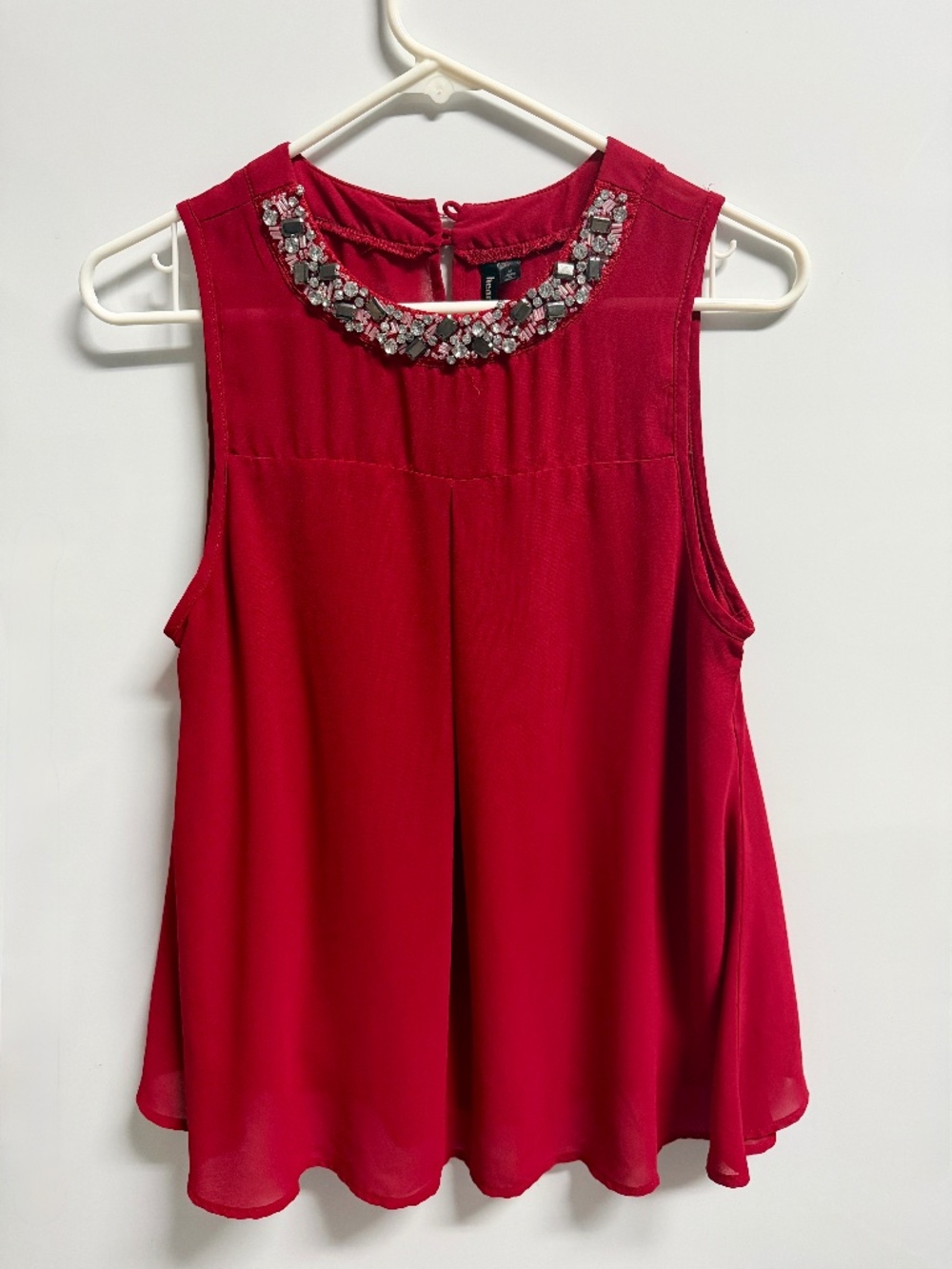 Red Gemstone Flowy Tank Top